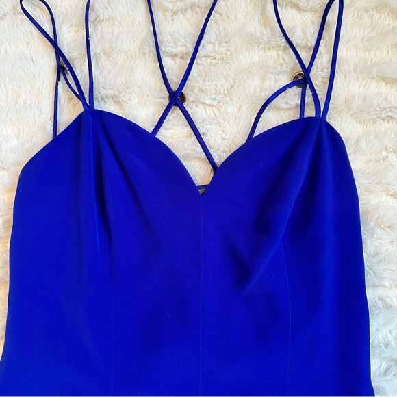 Vintage NITELINE Della Rougogali Sapphire Rhinestone Strap Open Back Mid Dress 4 - Picture 11 of 12